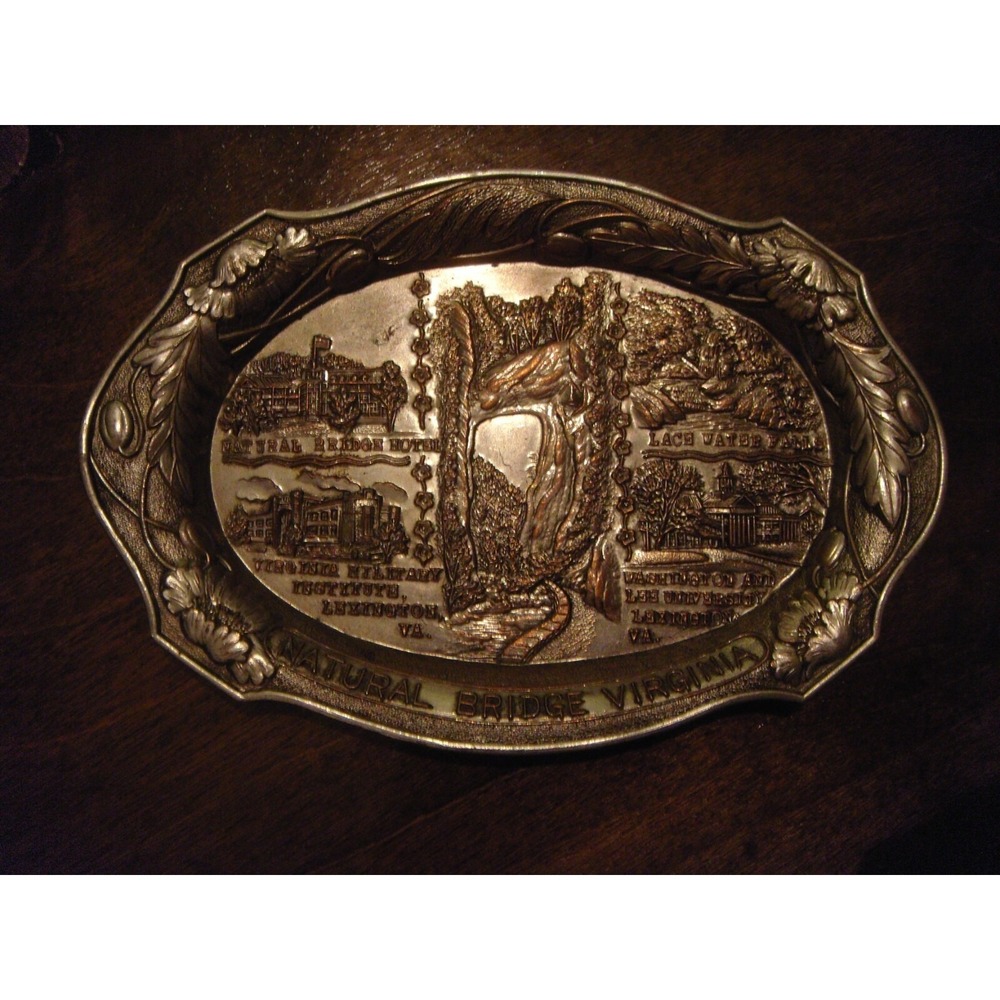 Vintage ENCO Occupied Japan silver souvenir mini‎ tray Natural bridge Virginia
